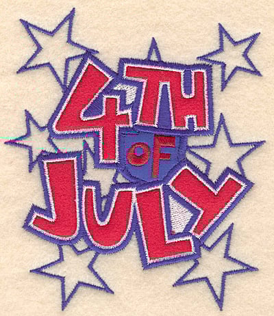 Embroidery Design: 4th of July large double applique <br>4.30"w X 5.00"h