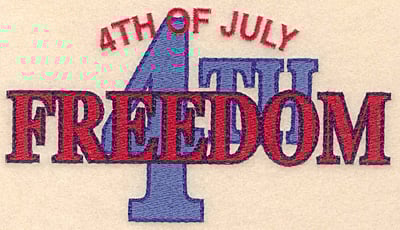 Embroidery Design: 4th of July Freedom large <br>7.00"w X 3.86"h | Embroidery Legacy Embroidery Design: 4th of July Freedom large <br>7.00"w X 3.86"h
