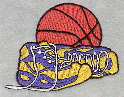 Embroidery Design: Basketball with sneakers<br>3.90w X 3.00h