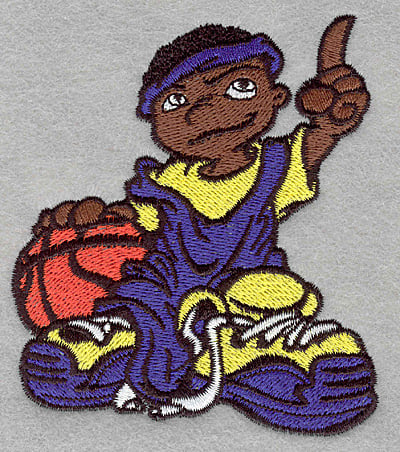 Embroidery Design: Basketball dude<br>3.40w X 3.90h