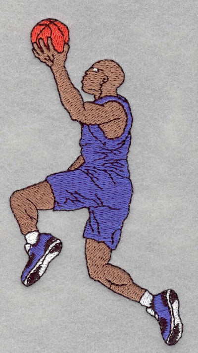Embroidery Design: Basketball player jump shot<br>2.46w X 4.81h