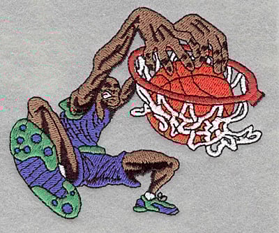 Embroidery Design: Basketball player slam-dunk<br>3.90w X 3.21h