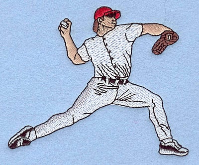 Embroidery Design: Baseball pitcher <br>3.83"w X 3.09"h