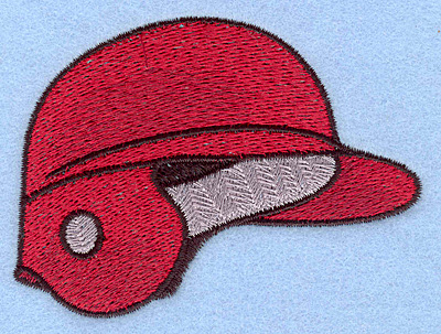 Embroidery Design: Baseball helmet red <br>3.46"w X 2.56"h