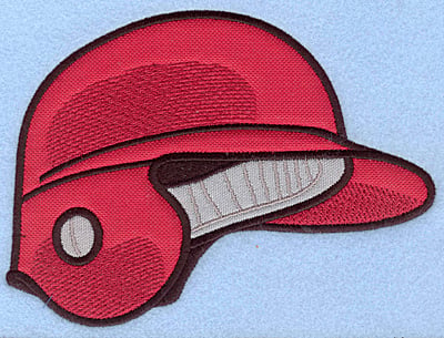 Embroidery Design: Baseball helmet red large double applique <br>6.73"w X 5.00"