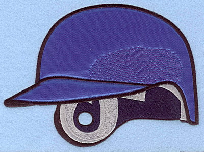 Embroidery Design: Baseball helmet blue large applique <br>6.75"w X 5.00"h
