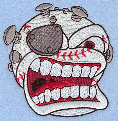 Embroidery Design: Baseball angry <br>3.60"w X 3.80"h