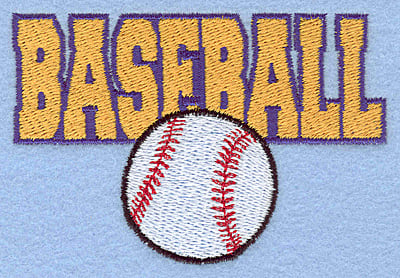 Embroidery Design: Baseball text with ball small <br>3.83"w X 2.58"h