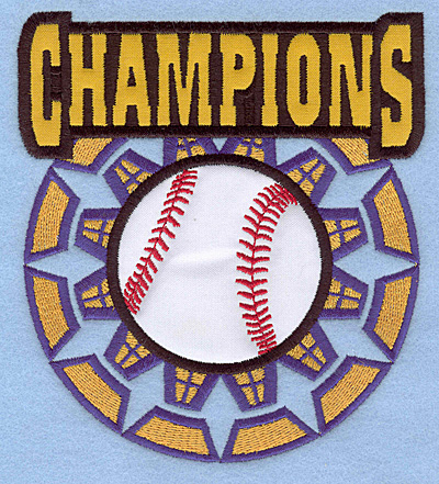 Embroidery Design: Champions large double applique <br>4.99"w X 5.54"h