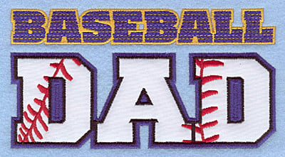 Embroidery Design: Baseball dad large applique <br>6.50"w X 3.45"h