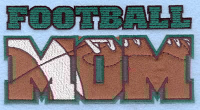 Embroidery Design: Football Mom applique<br>6.50w X 3.39h