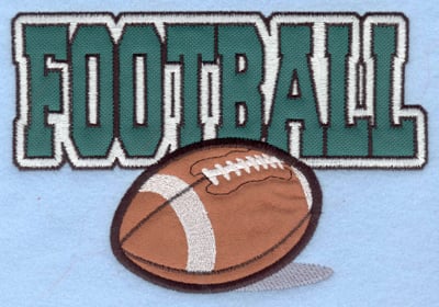 Embroidery Design: Football text with ball double applique7.00w X 4.74h