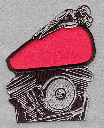 Embroidery Design: Engine with tank applique<br>3.88w X 5.00h