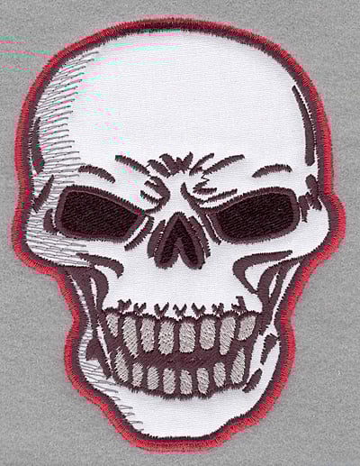 Embroidery Design: Skull A applique <br>3.81w X 5.00h | Embroidery Legacy Embroidery Design: Skull A applique <br>3.81w X 5.00h
