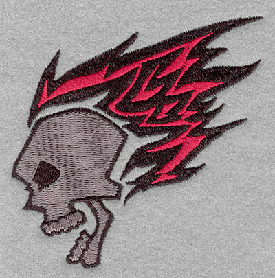 Embroidery Design: Skull with flames<br>3.90w X 3.38h