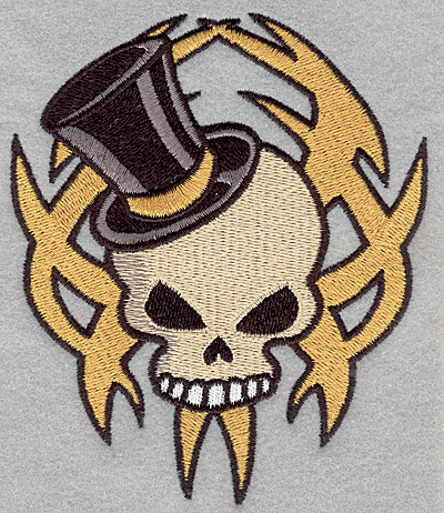Embroidery Design: Skull with top hat large<br>4.23w X 5.00h