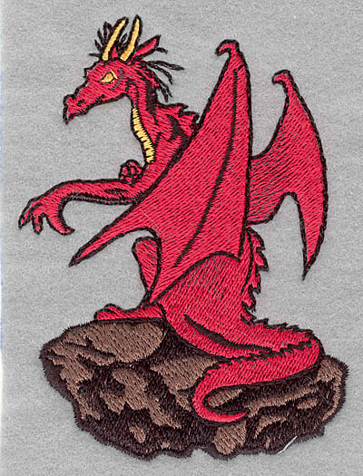 Embroidery Design: Dragon on rock<br>3.34w x 4.57h