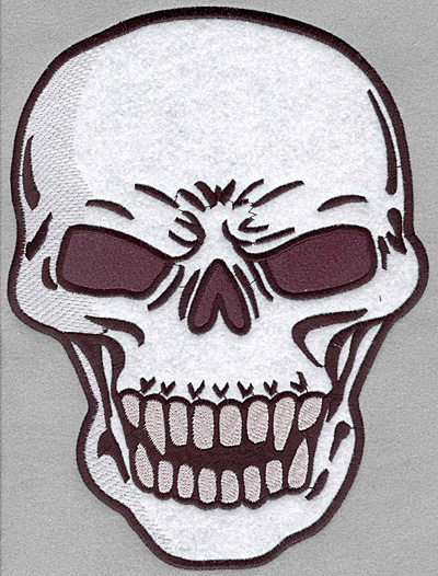 Embroidery Design: Skull applique full back<br>7.81w X 10.35h