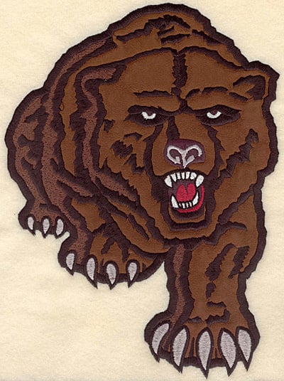Embroidery Design: Bear large applique <br>7.51"w X 10.23"h