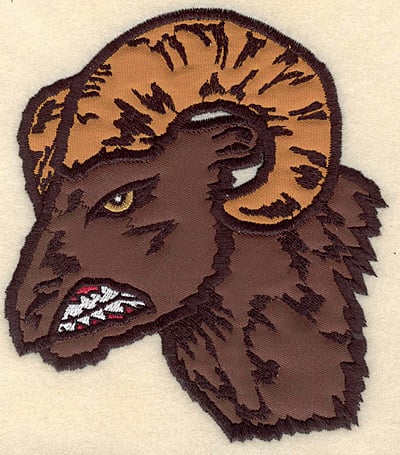 Embroidery Design: Ram Head medium double applique <br>5.00"w X 5.72"h