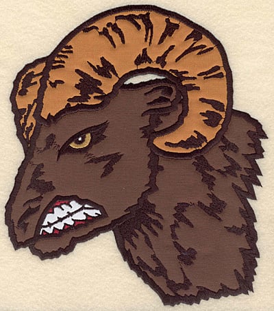 Embroidery Design: Ram Head large triple applique <br>7.50"w X 8.57"h