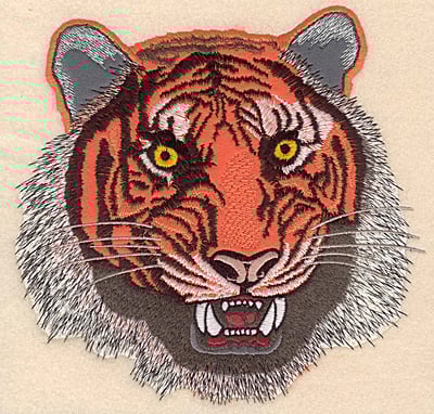 Embroidery Design: Tiger Head large double applique <br>7.68"w X 7.55"h