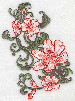 Embroidery Design: Lily cluster vertical Realistic <br> 6.95"h x 4.97"w