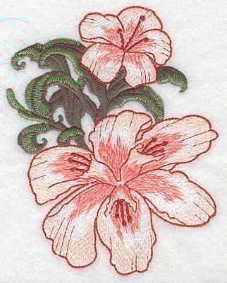 Embroidery Design: Lily duo large Realistic <br> 5.81"h x 4.57"w
