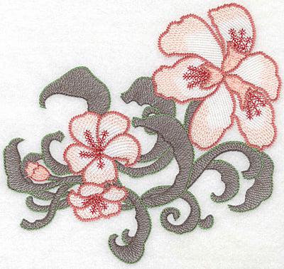 Embroidery Design: Lily trio large Artistic <br> 6.92"h x 7.28"w