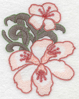 Embroidery Design: Lily duo large Artistic <br> 5.54"h x 4.35"w