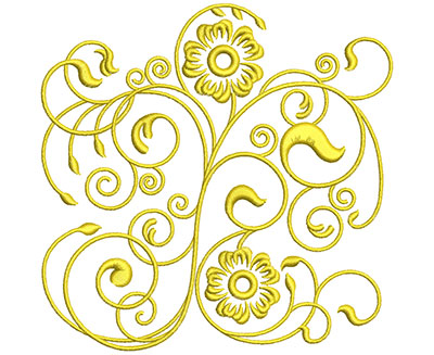 Embroidery Design: Golden Floral Swirls 1 Lg<br> 4.96w X 4.90h | Embroidery Legacy Embroidery Design: Golden Floral Swirls 1 Lg<br> 4.96w X 4.90h