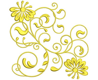 Embroidery Design: Golden Floral Swirls 2 Lg<br> 4.98w X 4.94h