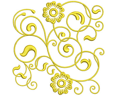 Embroidery Design: Golden Floral Swirls 3 Lg<br> 4.83w X 4.92h | Embroidery Legacy Embroidery Design: Golden Floral Swirls 3 Lg<br> 4.83w X 4.92h