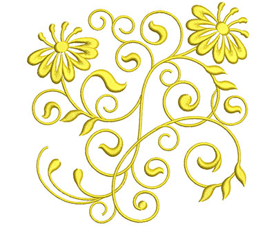 Embroidery Design: Golden Floral Swirls 4 Lg<br> 5.00w X 4.99h