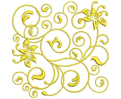 Embroidery Design: Golden Floral Swirls 5 Lg<br> 4.95w X 4.97h