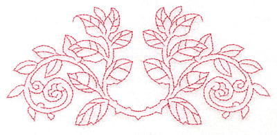Embroidery Design: Rose leaves curved redwork large<br>5.80w X 2.65h