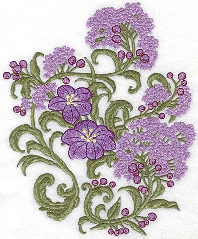 Embroidery Design: Spring Blooms B realistic<br> 9.00w X 7.41h