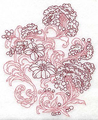 Embroidery Design: Spring Blooms A redwork<br> 4.94w X 6.01h