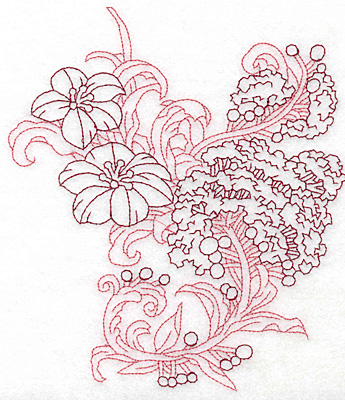 Embroidery Design: Spring Blooms C redwork large<br> 6.10w X 6.95h