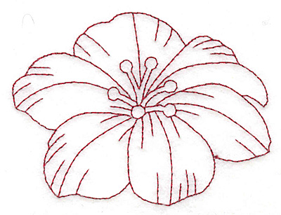 Embroidery Design: Floral bloom redwork large<br> 3.76w X 2.79h