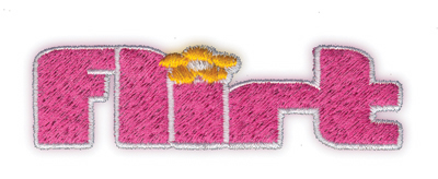 Embroidery Design: Flirt<br>3.37" x 1.00"