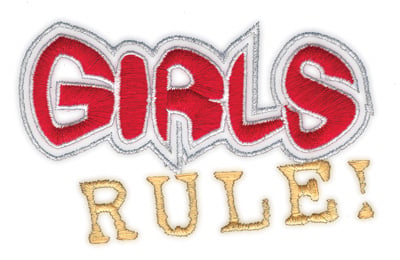 Embroidery Design: Girls Rule!<br>4.19" x 2.67"