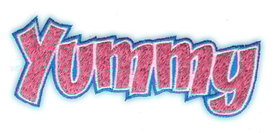 Embroidery Design: Yummy<br>4.23" x 1.74"