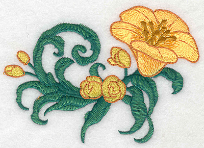 Embroidery Design: Yellow trumpet large realistic <br> 3.80"h x 5.25"w
