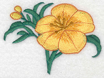 Embroidery Design: Yellow trumpet single large realistic <br> 3.33"h x 4.52"w