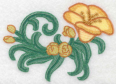 Embroidery Design: Yelow trumpet large artistic <br> 3.86"h x 5.25"w
