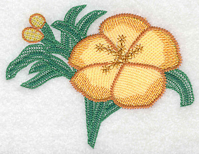 Embroidery Design: Yellow trumpet single large artistic <br> 3.42"h x 4.50"w
