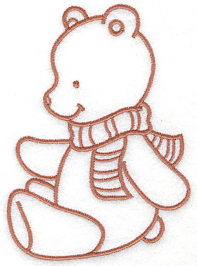 Embroidery Design: Bear wearing scarf large<br> 3.59w X 4.94h