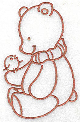 Embroidery Design: Bear with bird large<br> 3.14w X 4.91h