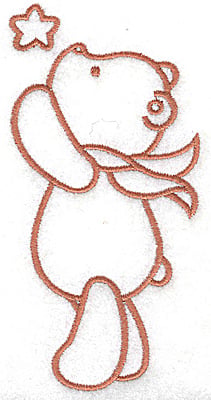 Embroidery Design: Bear reaching for star large<br> 2.52w X 4.92h
